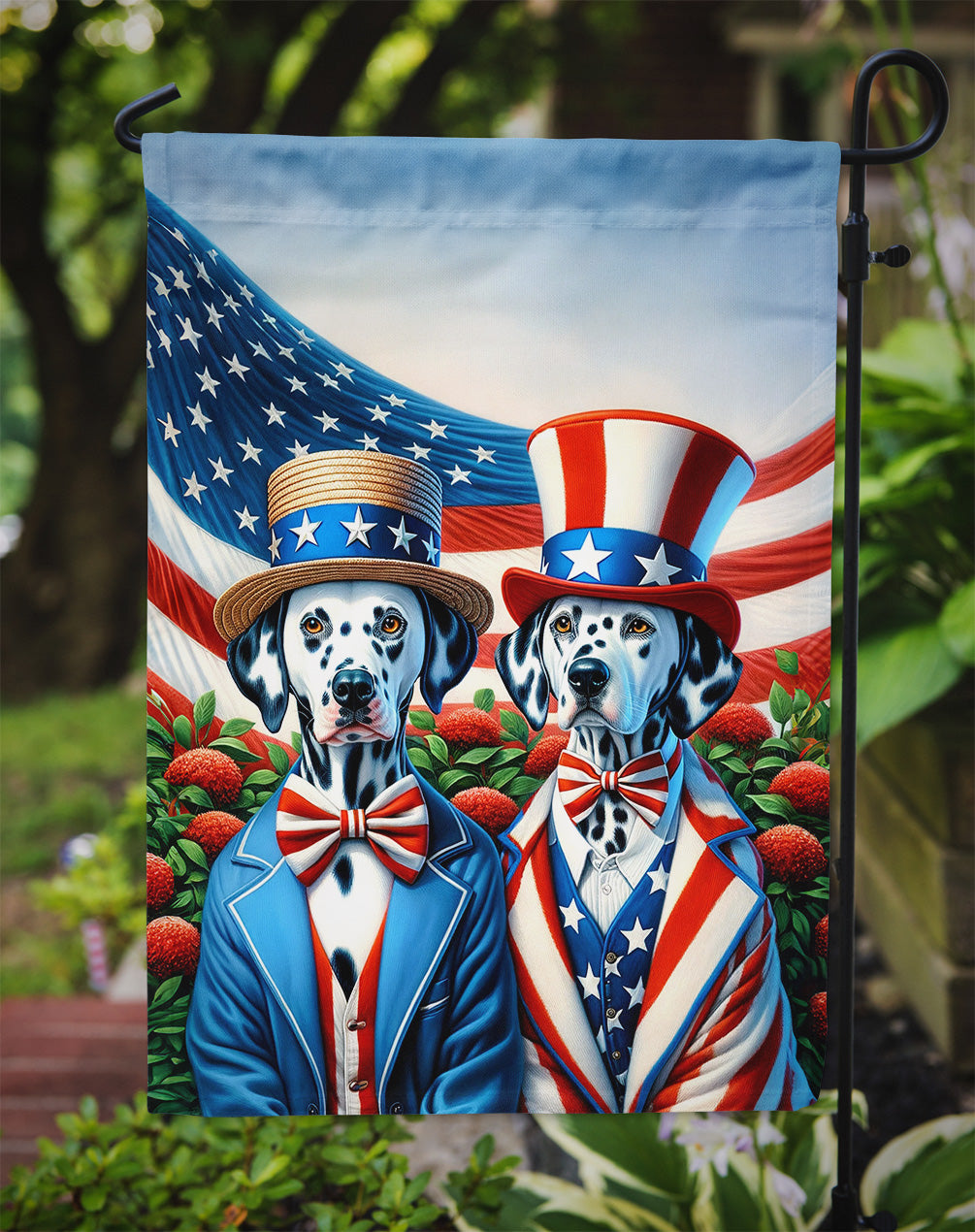 All American Dalmatian Garden Flag –  Dogs with American Flag Background by Caroline’s Treasures