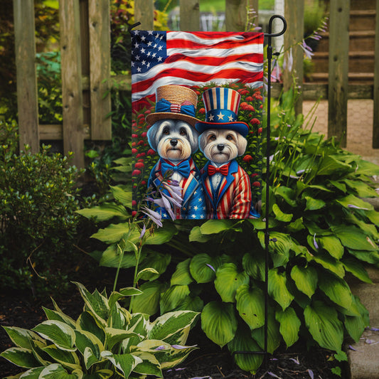 All American Dandie Dinmont Terrier Garden Flag – Dogs with American Flag Background by Caroline’s Treasures