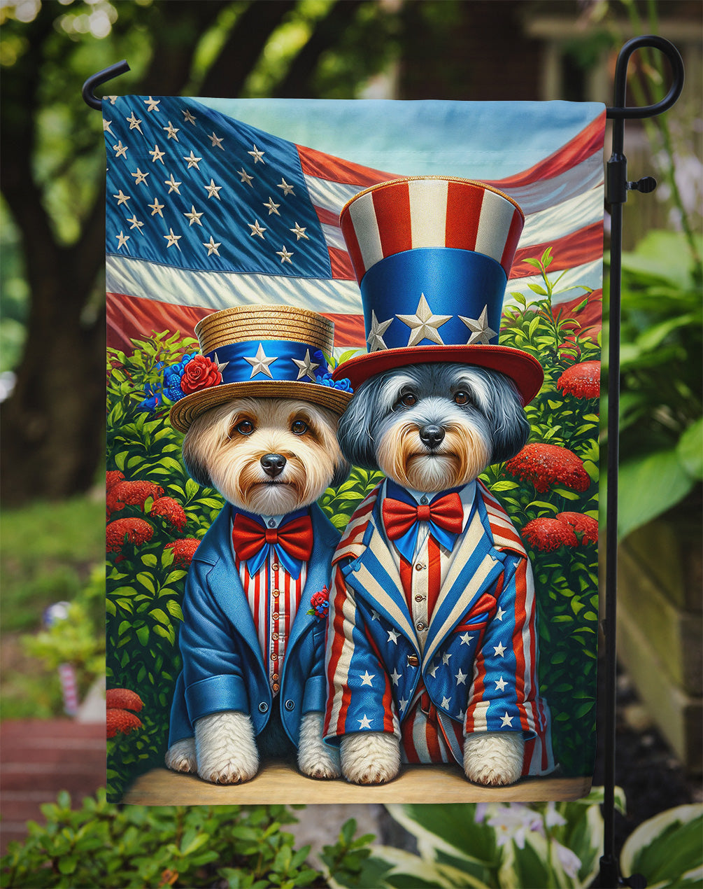 All American Dandie Dinmont Terrier Garden Flag –  Dogs with American Flag Background by Caroline’s Treasures