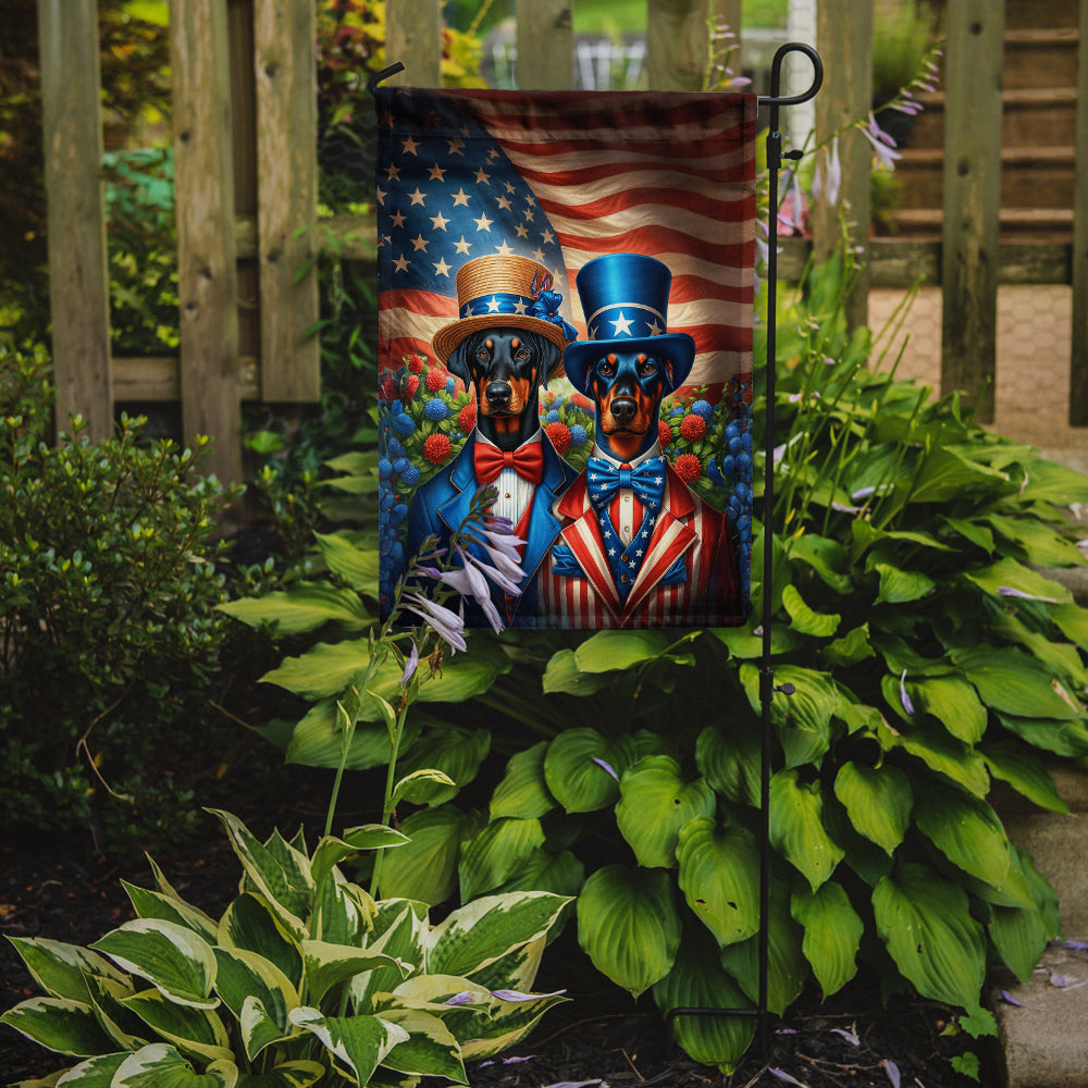 All American Doberman Pinscher Garden Flag –  Dogs with American Flag Background by Caroline’s Treasures