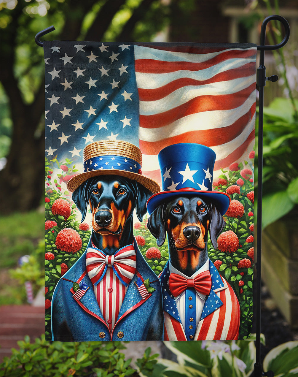 All American Doberman Pinscher Garden Flag – Garden Flag by Caroline's Treasures