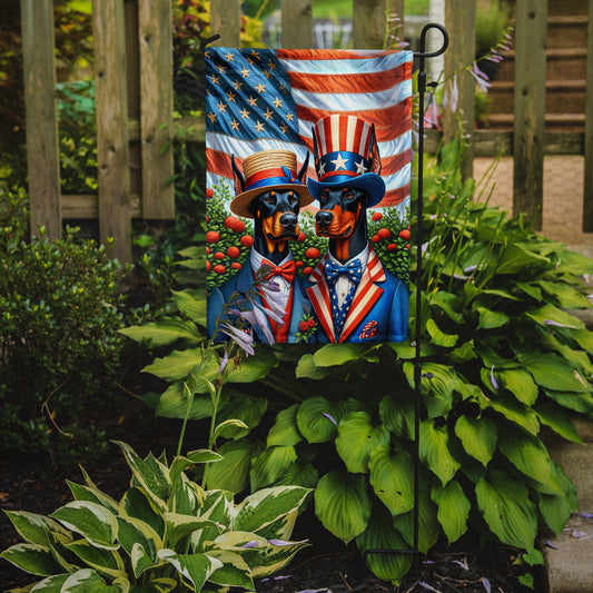 All American Doberman Pinscher Garden Flag – Dogs with American Flag Background by Caroline’s Treasures