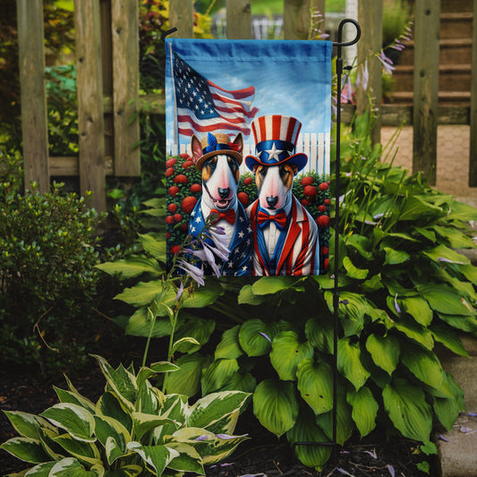 All American English Bull Terrier Garden Flag – Dogs with American Flag Background by Caroline’s Treasures