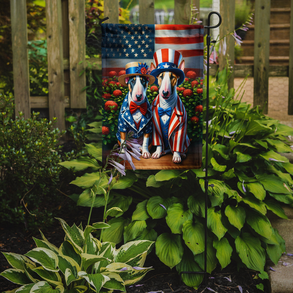 All American English Bull Terrier Garden Flag –  Dogs with American Flag Background by Caroline’s Treasures