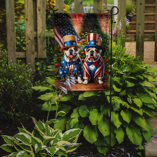 All American English Bulldog Garden Flag – Dogs with American Flag Background by Caroline’s Treasures