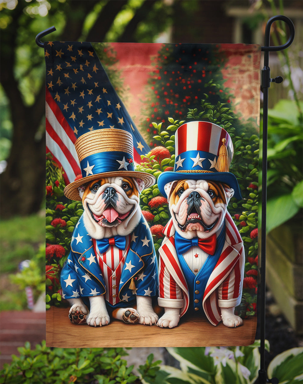 All American English Bulldog Garden Flag – Garden Flag by Caroline's Treasures