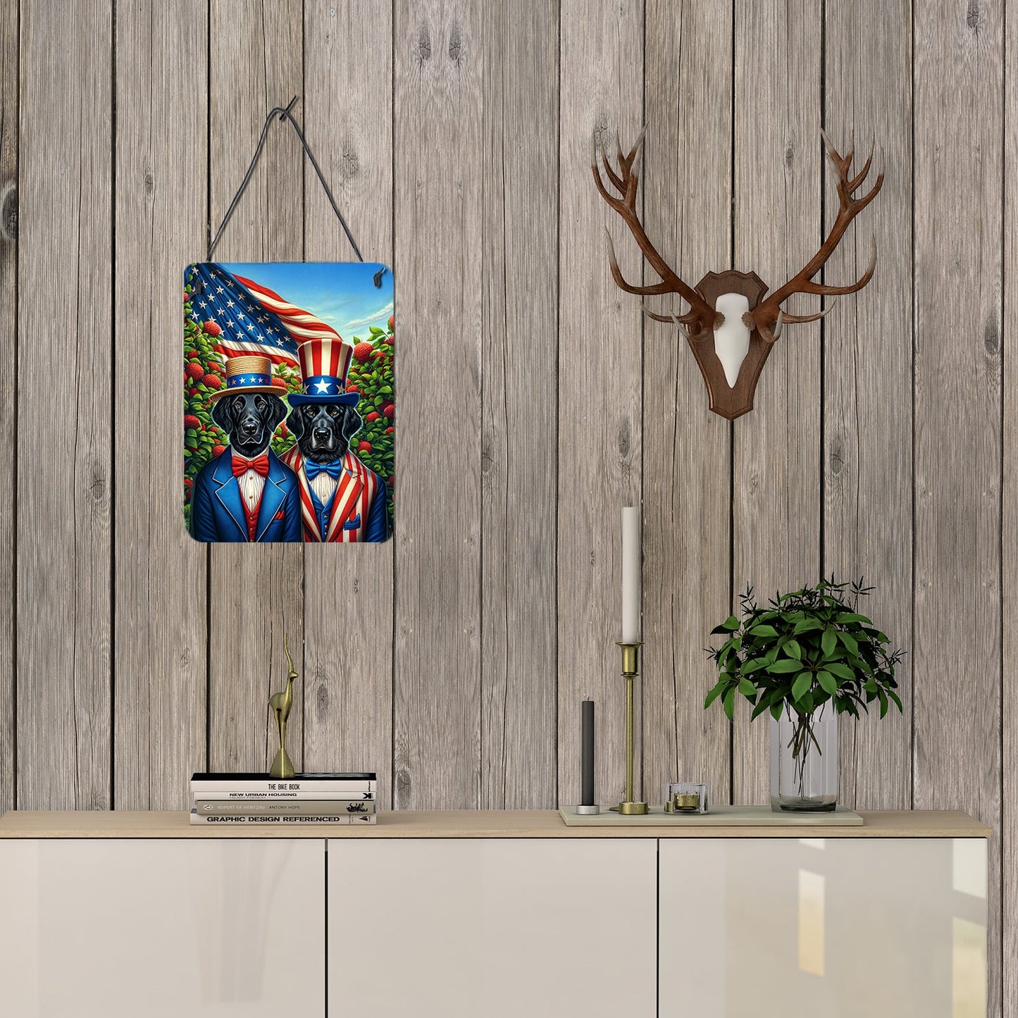 All American Flat-Coated Retriever Wall or Door Hanging Prints