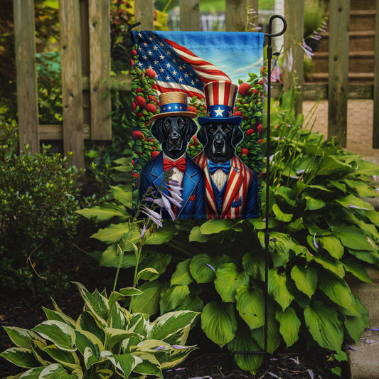 All American Flat-Coated Retriever Garden Flag – Dogs with American Flag Background by Caroline’s Treasures