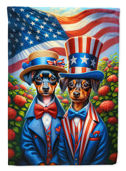 All American Miniature Pinscher Garden Flag –  Dogs with American Flag Background by Caroline’s Treasures