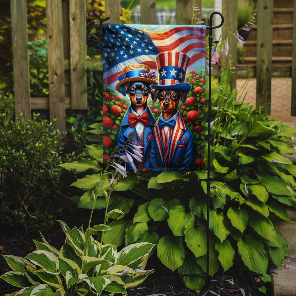All American Miniature Pinscher Garden Flag –  Dogs with American Flag Background by Caroline’s Treasures