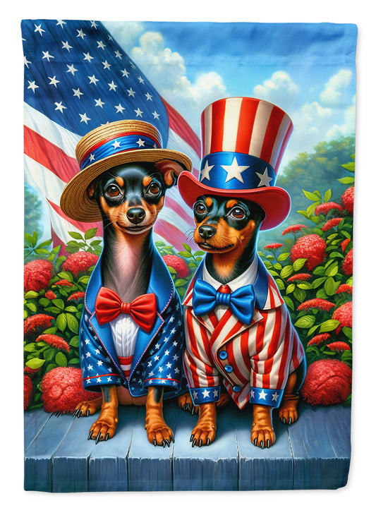 All American Miniature Pinscher Garden Flag –  Dogs with American Flag Background by Caroline’s Treasures