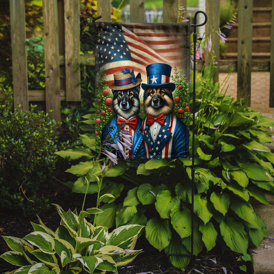 All American Norwegian Elkhound Garden Flag –  Dogs with American Flag Background by Caroline’s Treasures