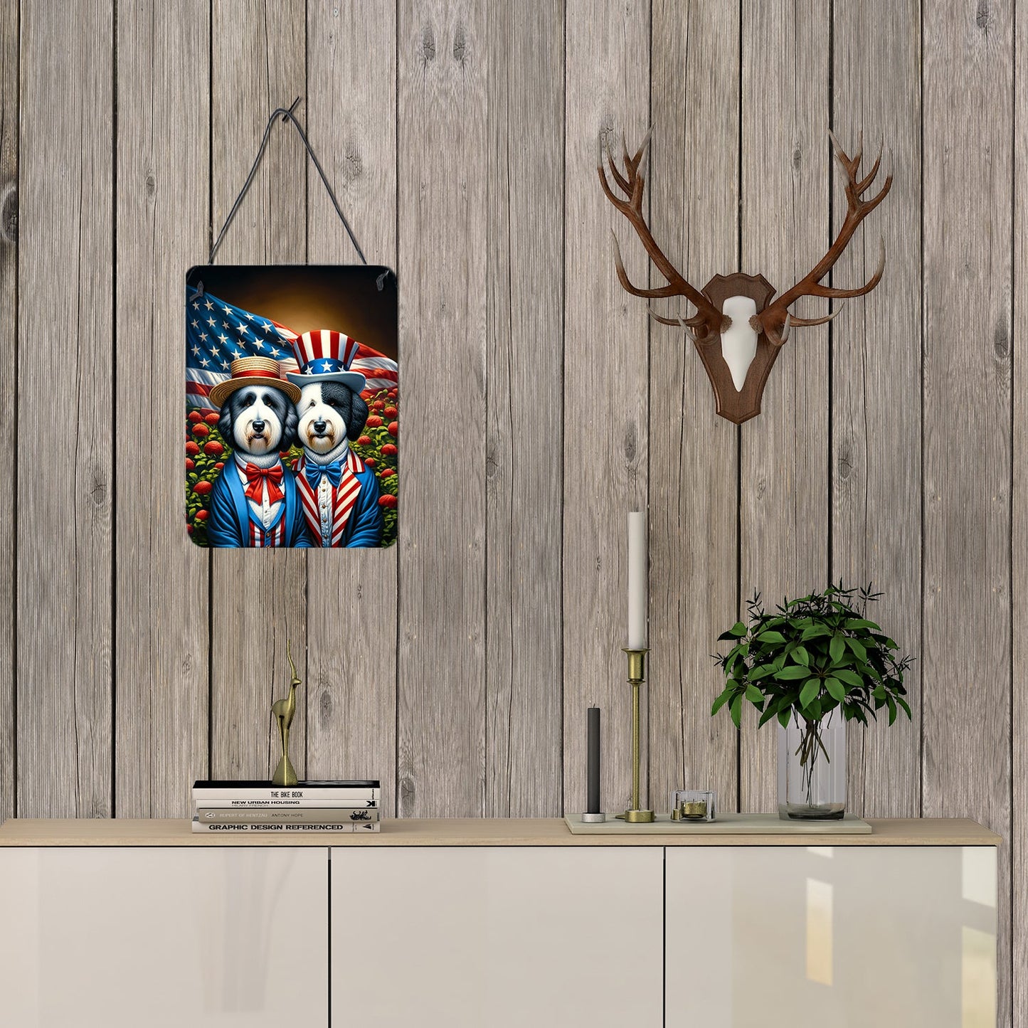 All American Old English Sheepdog Wall or Door Hanging Prints