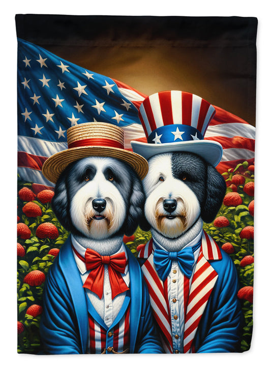 All American Old English Sheepdog Garden Flag –  Dogs with American Flag Background by Caroline’s Treasures