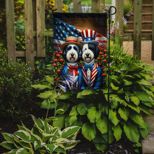 All American Old English Sheepdog Garden Flag –  Dogs with American Flag Background by Caroline’s Treasures