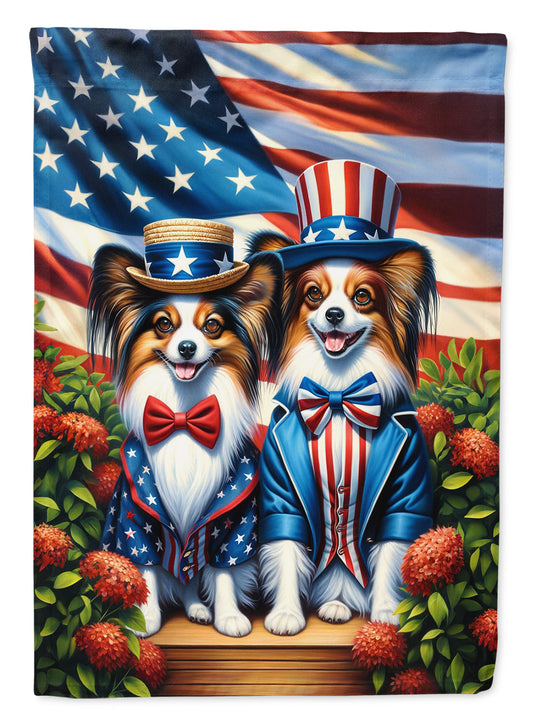 All American Papillon Garden Flag –  Dogs with American Flag Background by Caroline’s Treasures