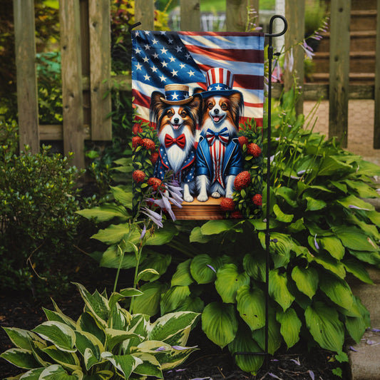 All American Papillon Garden Flag –  Dogs with American Flag Background by Caroline’s Treasures