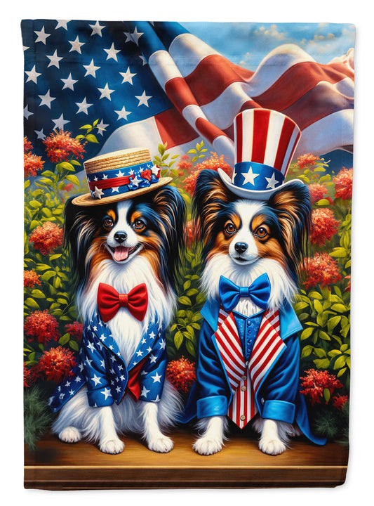All American Papillon Garden Flag –  Dogs with American Flag Background by Caroline’s Treasures