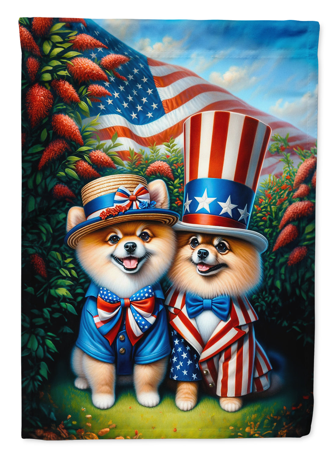 All American Pomeranian Garden Flag – Garden Flag by Caroline's Treasures