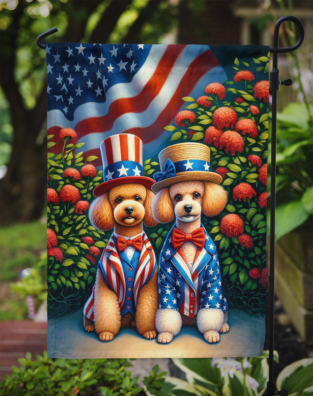 All American Poodle Garden Flag –  Dogs with American Flag Background by Caroline’s Treasures