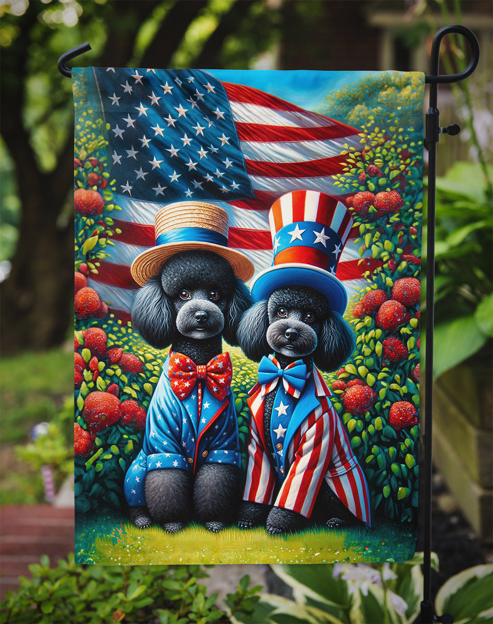 All American Poodle Garden Flag –  Dogs with American Flag Background by Caroline’s Treasures
