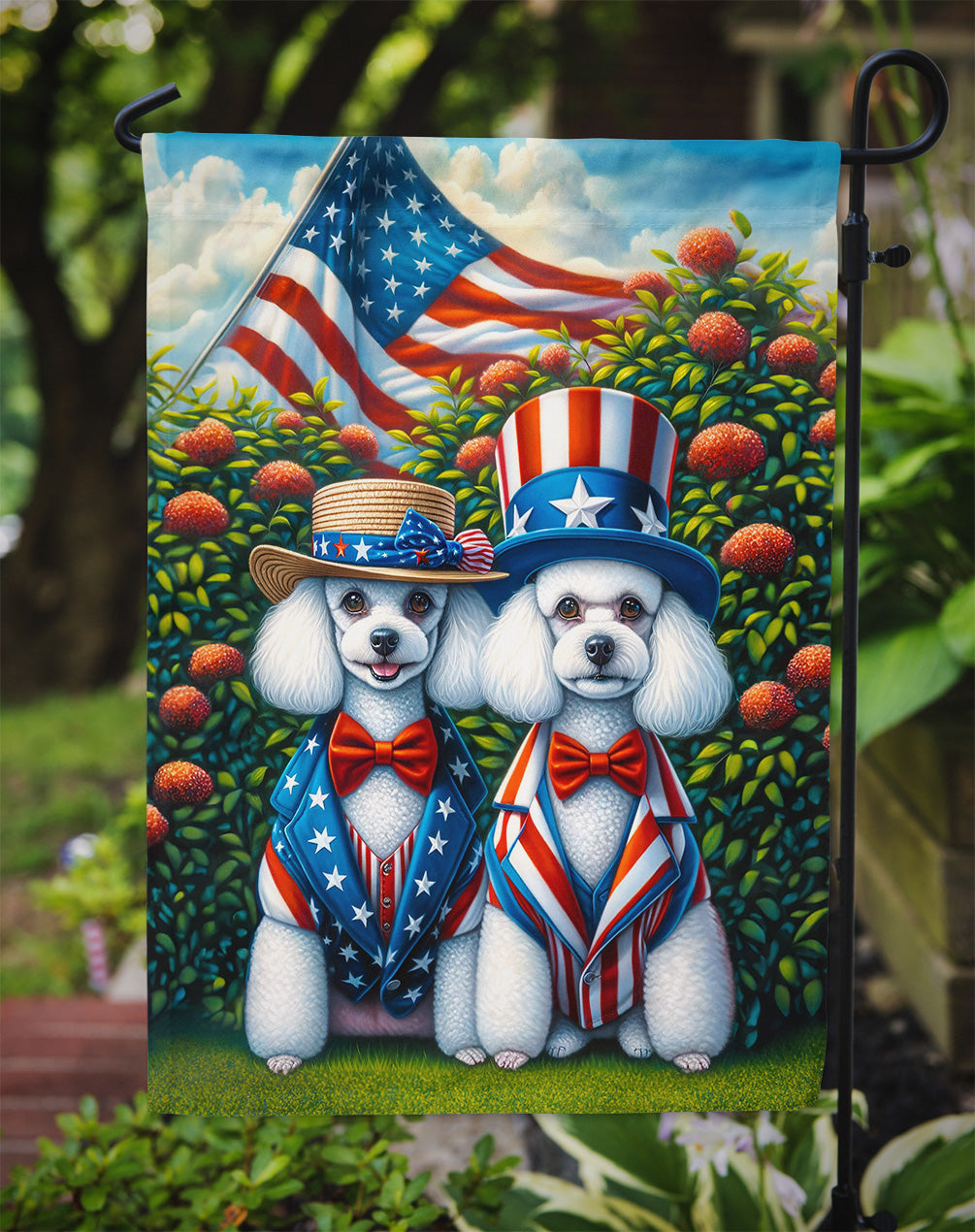 All American Poodle Garden Flag –  Dogs with American Flag Background by Caroline’s Treasures