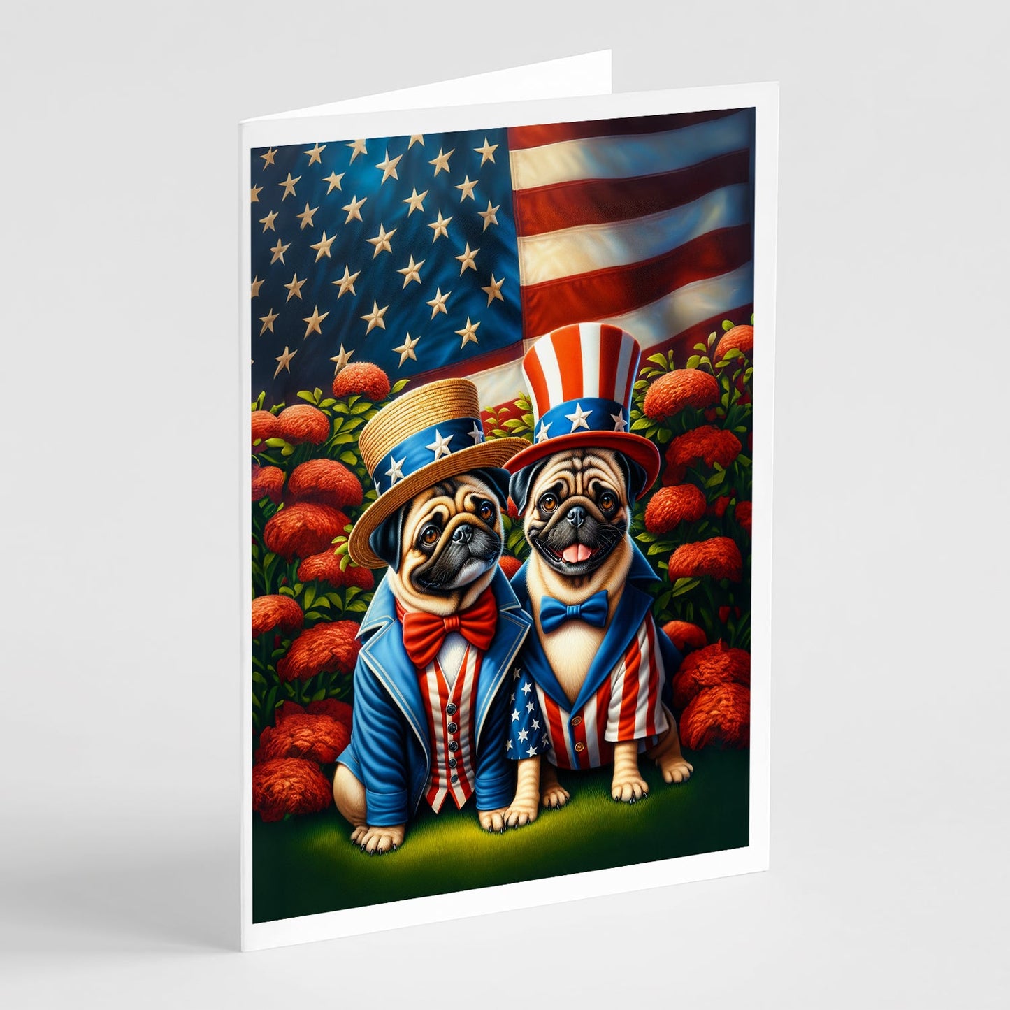 All American Pug Greeting Cards Pack of 8