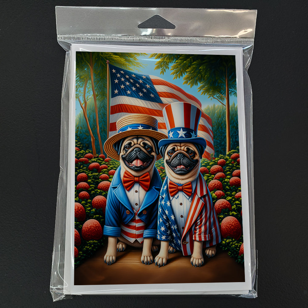 All American Pug Greeting Cards Pack of 8