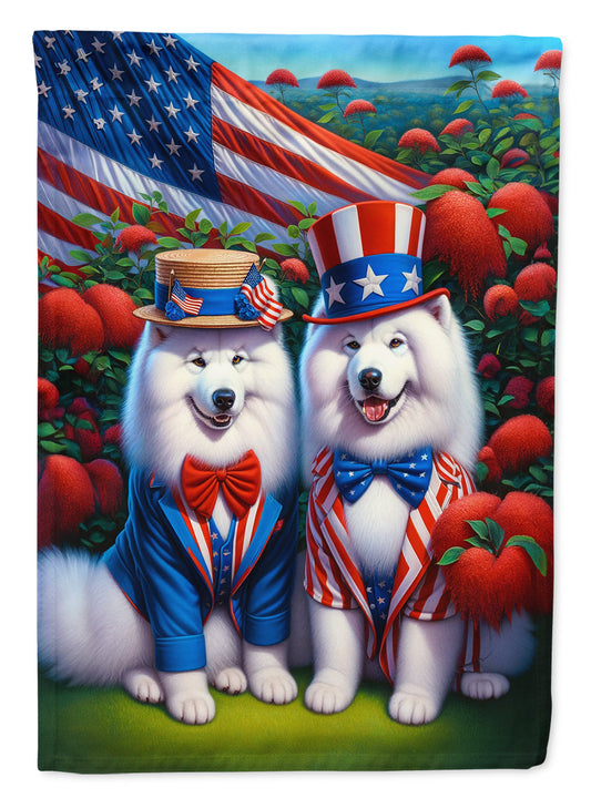 All American Samoyed Garden Flag –  Dogs with American Flag Background by Caroline’s Treasures