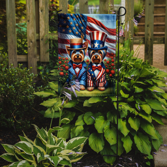 All American Yorkshire Terrier Garden Flag –  Dogs with American Flag Background by Caroline’s Treasures