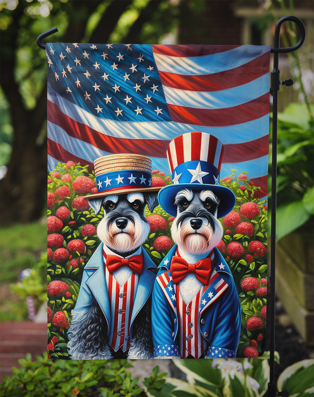 All American Schnauzer Garden Flag –  Dogs with American Flag Background by Caroline’s Treasures