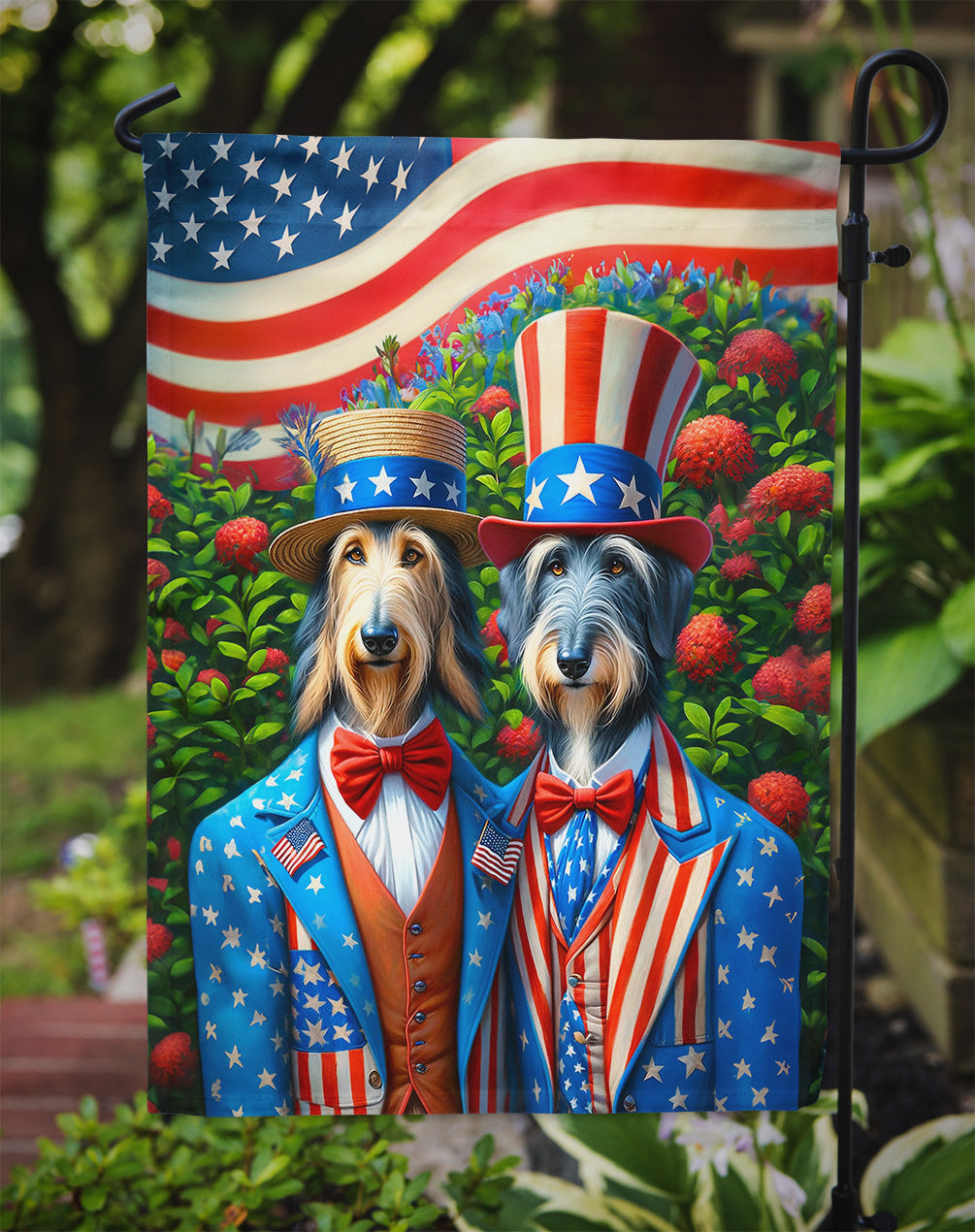 All American Scottish Deerhound Garden Flag –  Dogs with American Flag Background by Caroline’s Treasures