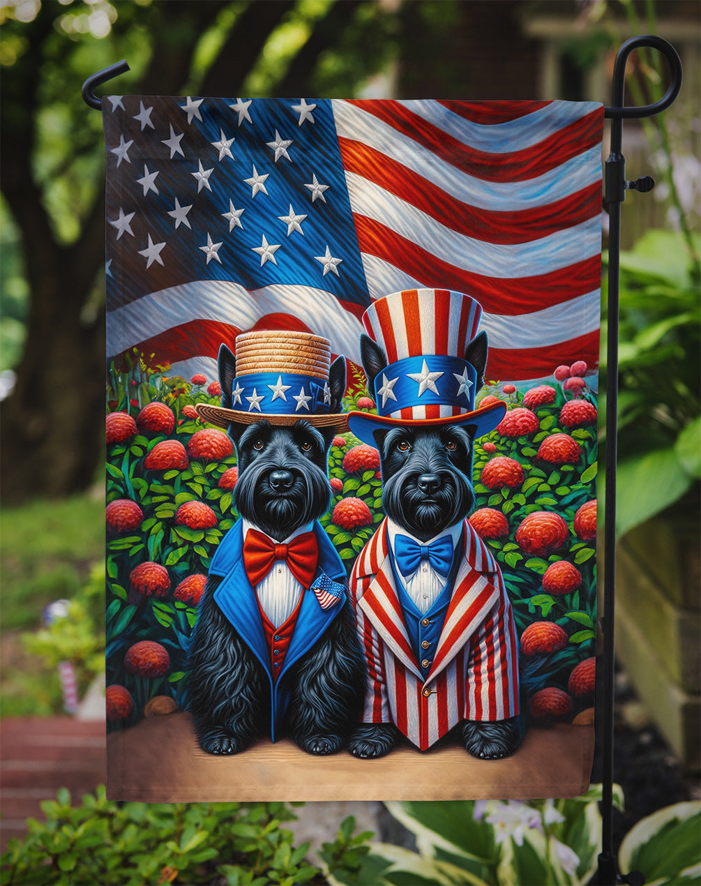 All American Scottish Terrier Garden Flag –  Dogs with American Flag Background by Caroline’s Treasures
