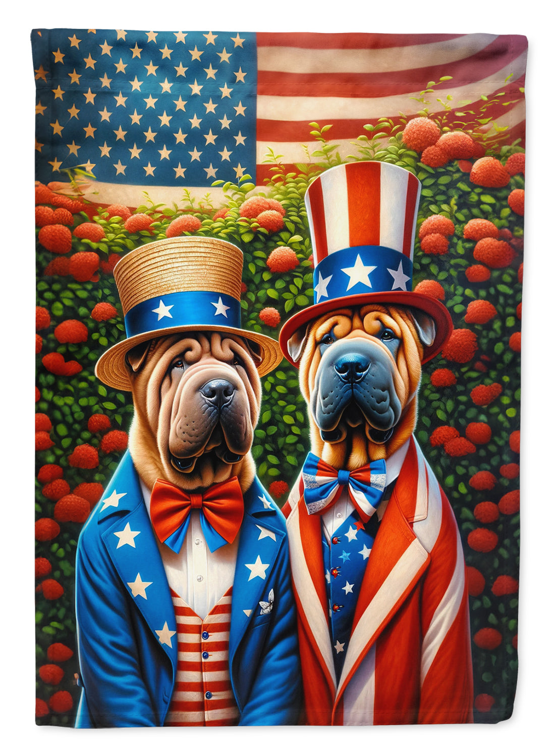 All American Shar Pei Garden Flag –  Dogs with American Flag Background by Caroline’s Treasures