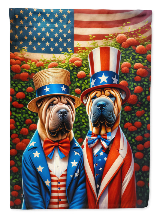 All American Shar Pei Garden Flag –  Dogs with American Flag Background by Caroline’s Treasures