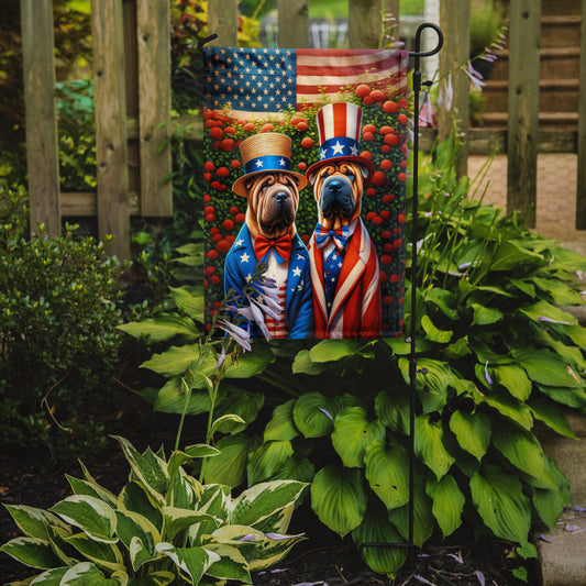 All American Shar Pei Garden Flag –  Dogs with American Flag Background by Caroline’s Treasures
