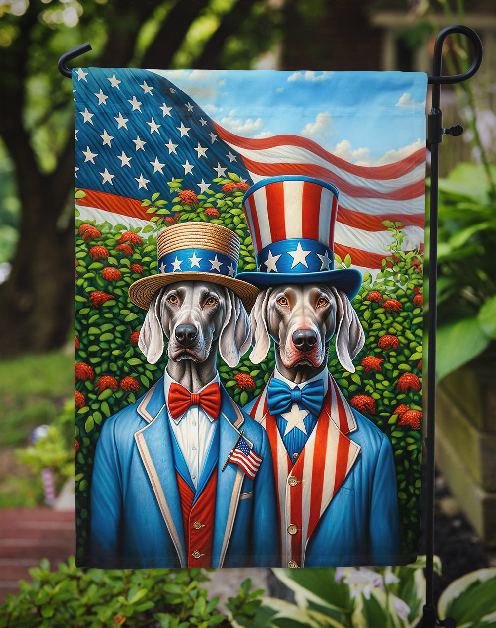 All American Weimaraner Garden Flag –  Dogs with American Flag Background by Caroline’s Treasures