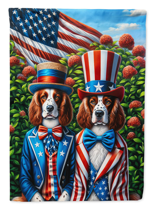 All American Welsh Springer Spaniel Garden Flag –  Dogs with American Flag Background by Caroline’s Treasures