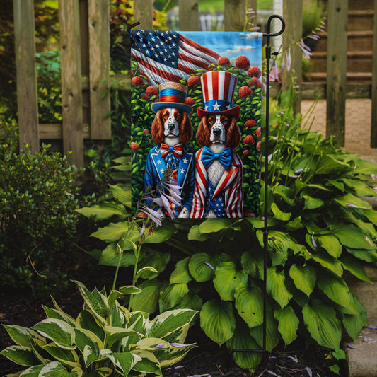 All American Welsh Springer Spaniel Garden Flag –  Dogs with American Flag Background by Caroline’s Treasures