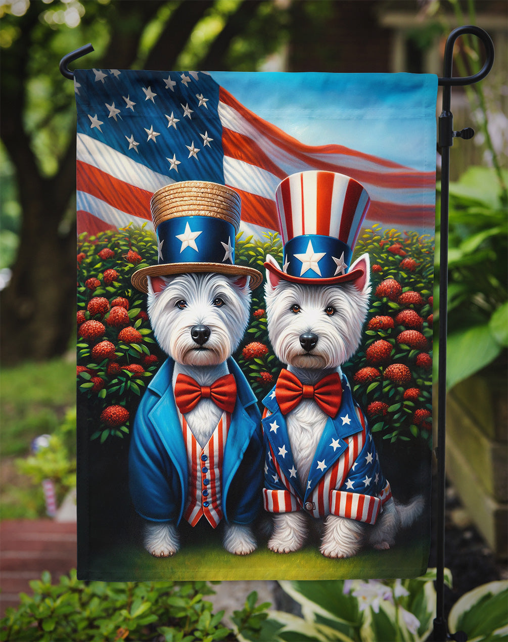 All American Westie Garden Flag –  Dogs with American Flag Background by Caroline’s Treasures