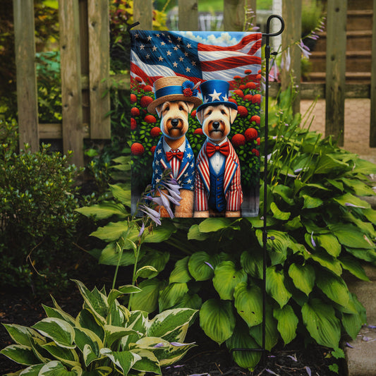 All American Wheaten Terrier Garden Flag –  Dogs with American Flag Background by Caroline’s Treasures