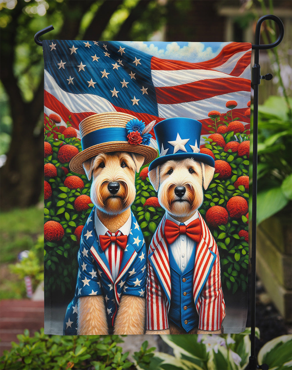 All American Wheaten Terrier Garden Flag –  Dogs with American Flag Background by Caroline’s Treasures