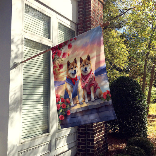 Akita Two Hearts House Flag