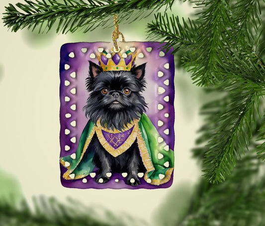 Affenpinscher King of Mardi Gras Porcelain Ornament