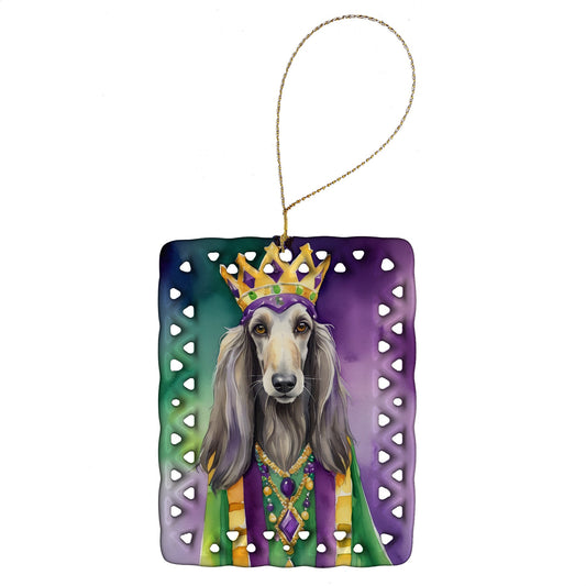 Afghan Hound King of Mardi Gras Porcelain Ornament