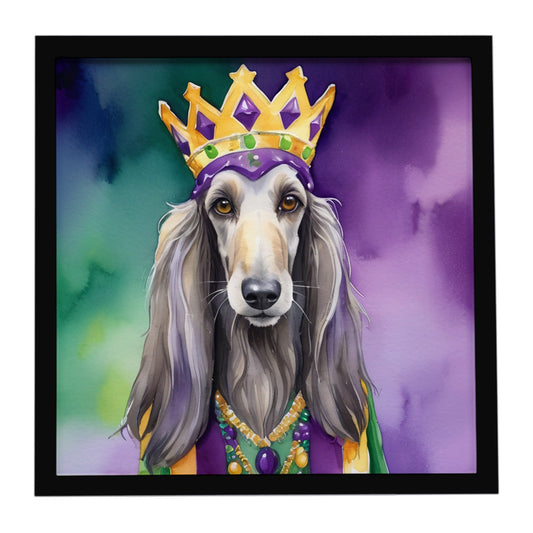 Afghan Hound King of Mardi Gras Framed Metal Print