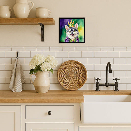 Alaskan Klee Kai King of Mardi Gras Framed Metal Print
