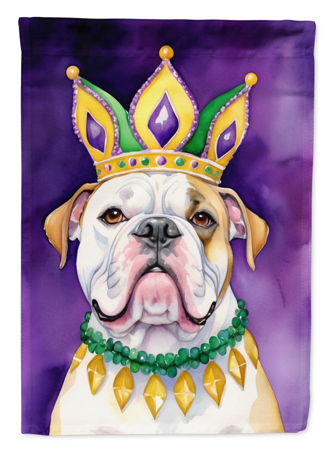 American Bulldog King of Mardi Gras Garden Flag - Vibrant Dog-Themed Yard Decor by Caroline's Treasures