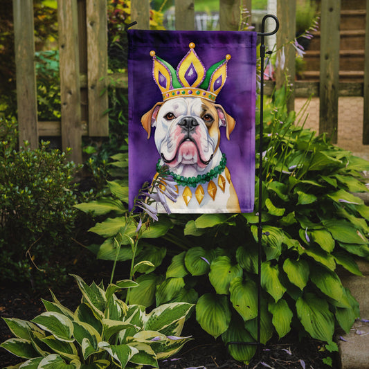 American Bulldog King of Mardi Gras Garden Flag - Vibrant Dog-Themed Yard Decor by Caroline's Treasures