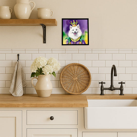 American Eskimo King of Mardi Gras Framed Metal Print